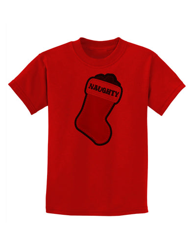 Naughty Coal Cute Christmas Stocking Childrens T-Shirt-Childrens T-Shirt-TooLoud-Red-X-Small-Davson Sales