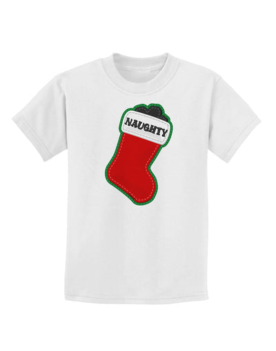 Naughty Coal Cute Christmas Stocking Childrens T-Shirt-Childrens T-Shirt-TooLoud-White-X-Small-Davson Sales