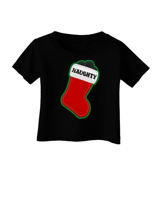 Naughty Coal Cute Christmas Stocking Infant T-Shirt Dark-Infant T-Shirt-TooLoud-Black-06-Months-Davson Sales