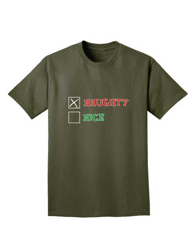 Naughty or Nice Christmas - Naughty Adult Dark T-Shirt-Mens T-Shirt-TooLoud-Military-Green-Small-Davson Sales