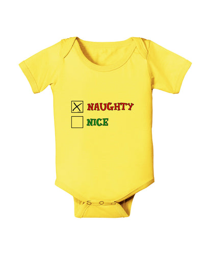 Naughty or Nice Christmas - Naughty Baby Romper Bodysuit-Baby Romper-TooLoud-Yellow-06-Months-Davson Sales