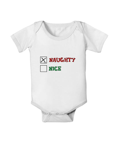 Naughty or Nice Christmas - Naughty Baby Romper Bodysuit-Baby Romper-TooLoud-White-06-Months-Davson Sales