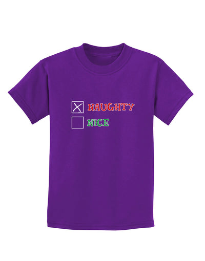 Naughty or Nice Christmas - Naughty Childrens Dark T-Shirt-Childrens T-Shirt-TooLoud-Purple-X-Small-Davson Sales