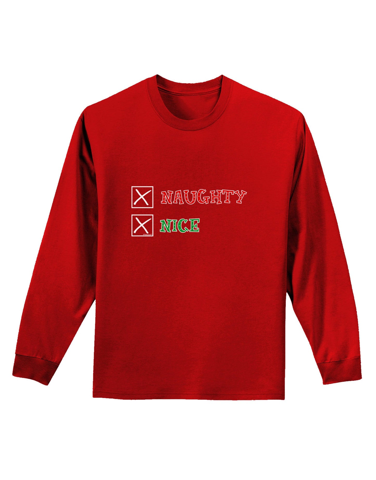 Naughty or Nice Christmas - Naughty and Nice Adult Long Sleeve Dark T-Shirt-TooLoud-Red-Small-Davson Sales