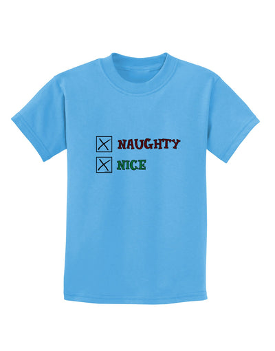 Naughty or Nice Christmas - Naughty and Nice Childrens T-Shirt-Childrens T-Shirt-TooLoud-Aquatic-Blue-X-Small-Davson Sales