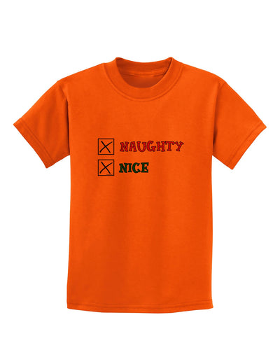 Naughty or Nice Christmas - Naughty and Nice Childrens T-Shirt-Childrens T-Shirt-TooLoud-Orange-X-Small-Davson Sales