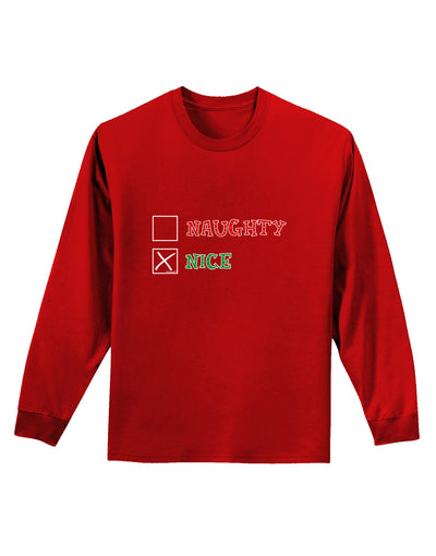 Naughty or Nice Christmas - Nice Adult Long Sleeve Dark T-Shirt-TooLoud-Red-Small-Davson Sales