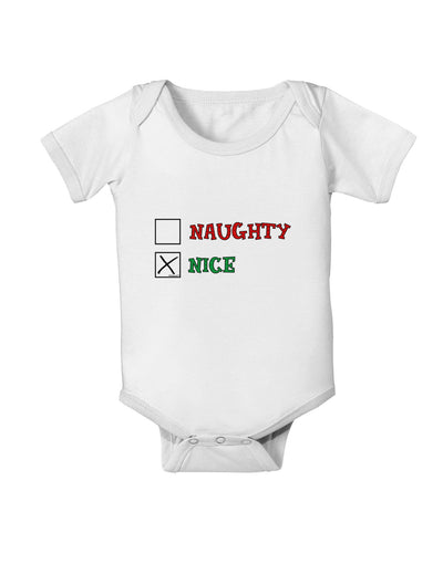 Naughty or Nice Christmas - Nice Baby Romper Bodysuit-Baby Romper-TooLoud-White-06-Months-Davson Sales