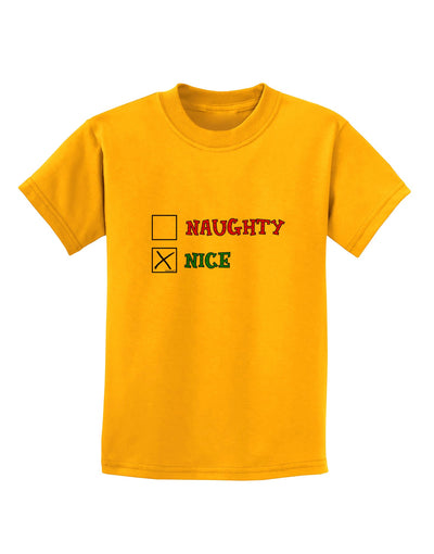 Naughty or Nice Christmas - Nice Childrens T-Shirt-Childrens T-Shirt-TooLoud-Gold-X-Small-Davson Sales