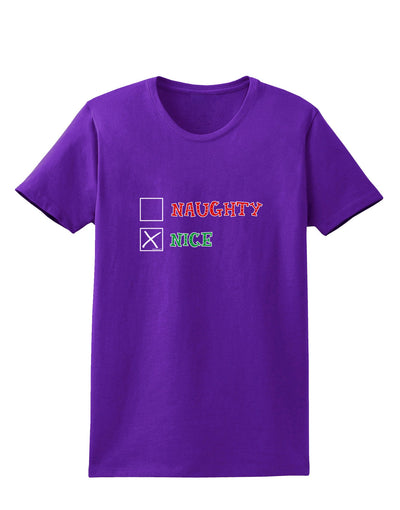 Naughty or Nice Christmas - Nice Womens Dark T-Shirt-TooLoud-Purple-X-Small-Davson Sales
