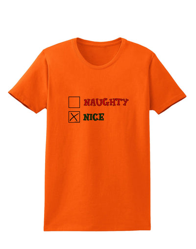 Naughty or Nice Christmas - Nice Womens T-Shirt-Womens T-Shirt-TooLoud-Orange-X-Small-Davson Sales