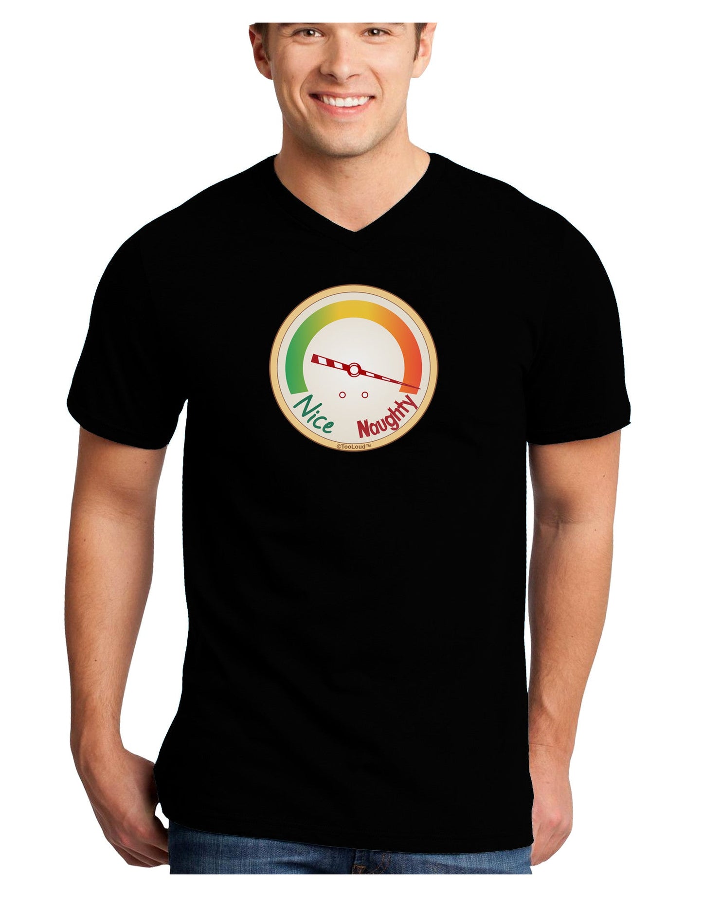 Naughty or Nice Meter Naughty Adult Dark V-Neck T-Shirt-TooLoud-Black-Small-Davson Sales