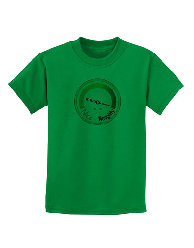 Naughty or Nice Meter Naughty Childrens T-Shirt-Childrens T-Shirt-TooLoud-Kelly-Green-X-Small-Davson Sales