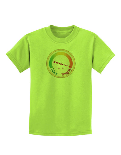 Naughty or Nice Meter Naughty Childrens T-Shirt-Childrens T-Shirt-TooLoud-Lime-Green-X-Small-Davson Sales