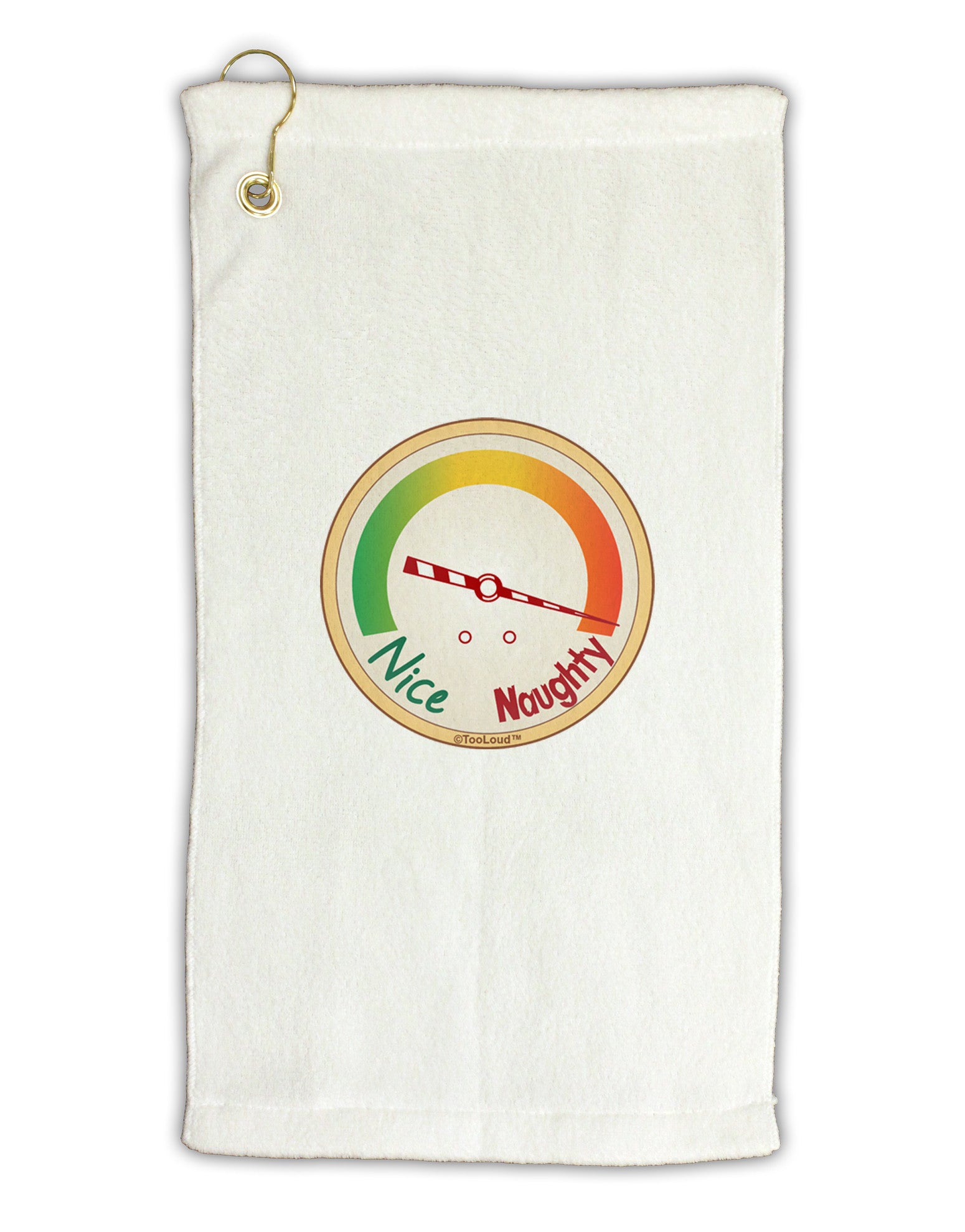 Naughty or Nice Meter Naughty Micro Terry Gromet Golf Towel 11"x19-Golf Towel-TooLoud-White-Davson Sales