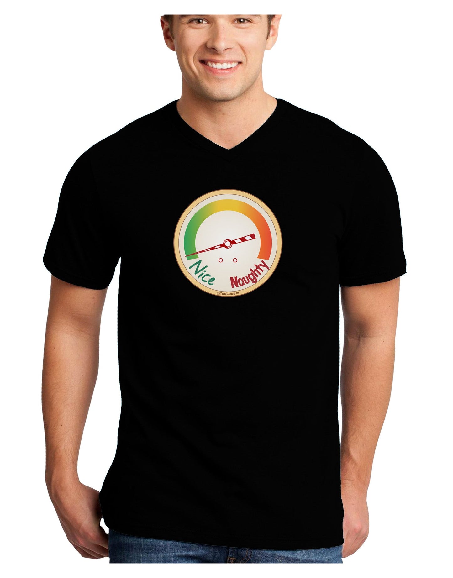 Naughty or Nice Meter Nice Adult Dark V-Neck T-Shirt-TooLoud-Black-Small-Davson Sales