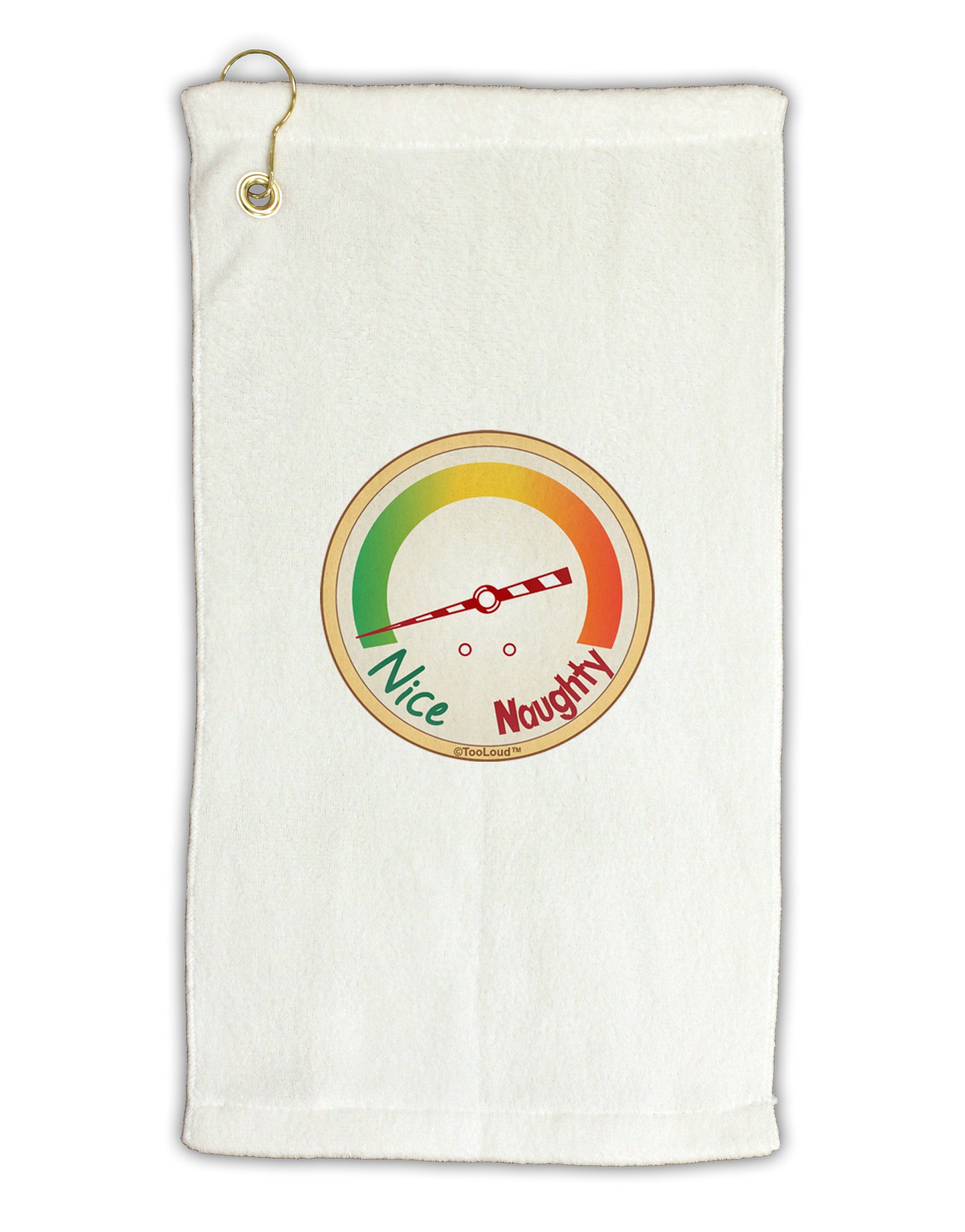 Naughty or Nice Meter Nice Micro Terry Gromet Golf Towel 11"x19-Golf Towel-TooLoud-White-Davson Sales