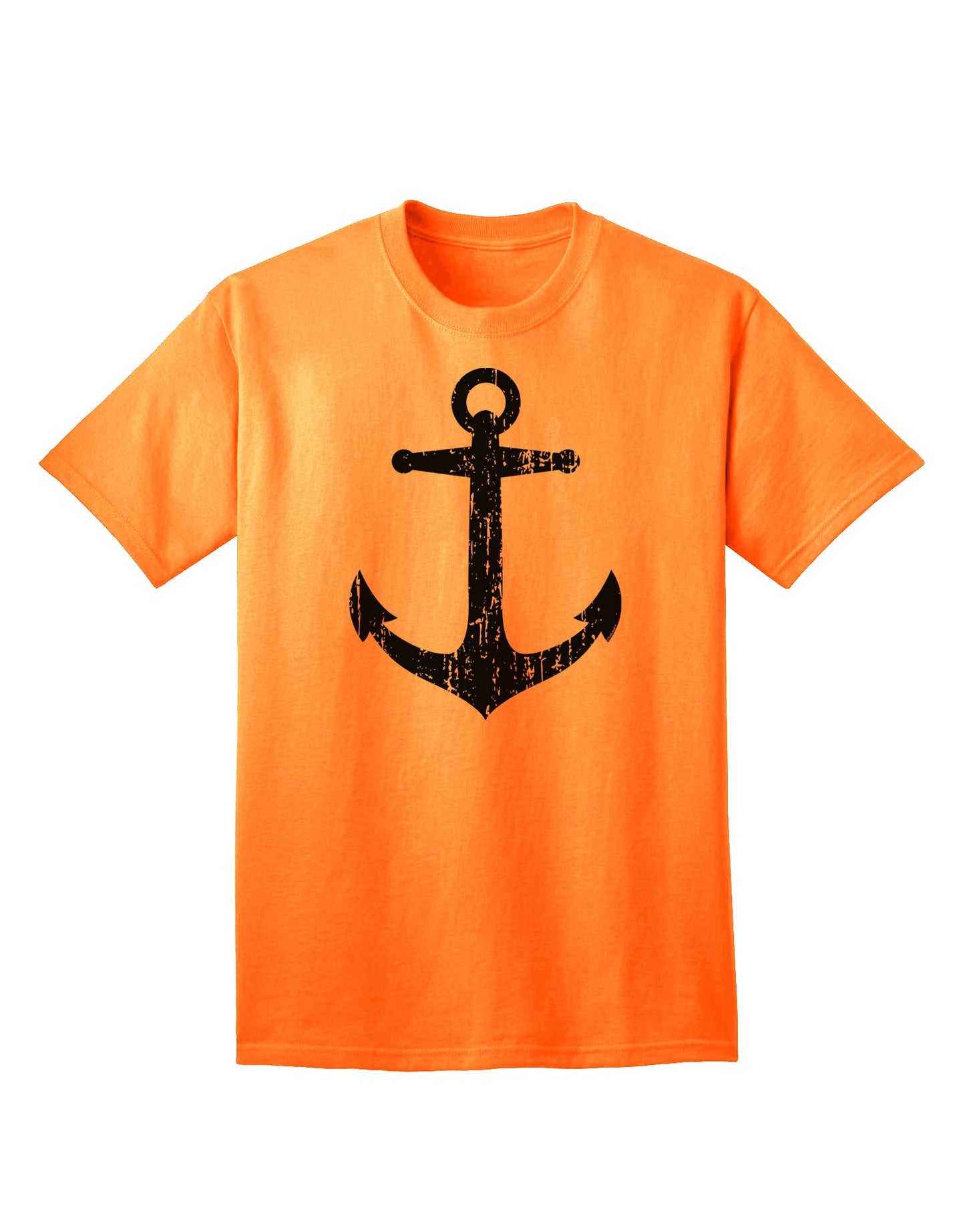 Nautical Sailor Anchor Adult T-Shirt with Distressed Design-Mens T-shirts-TooLoud-Neon-Orange-Small-Davson Sales