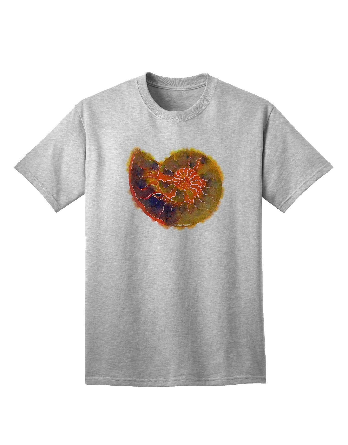 Nautilus Fossil Watercolor Adult T-Shirt-Mens T-Shirt-TooLoud-AshGray-Small-Davson Sales