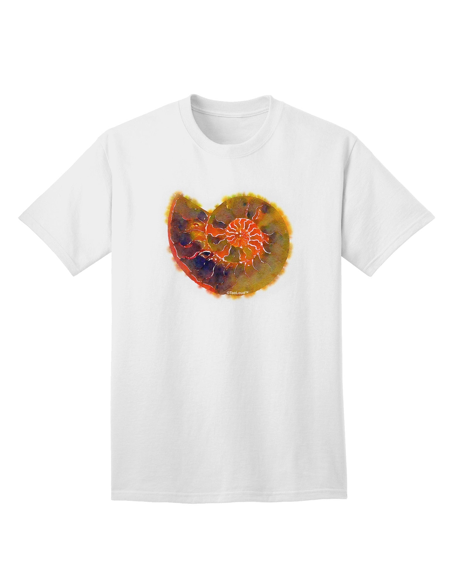 Nautilus Fossil Watercolor Adult T-Shirt-Mens T-Shirt-TooLoud-White-Small-Davson Sales