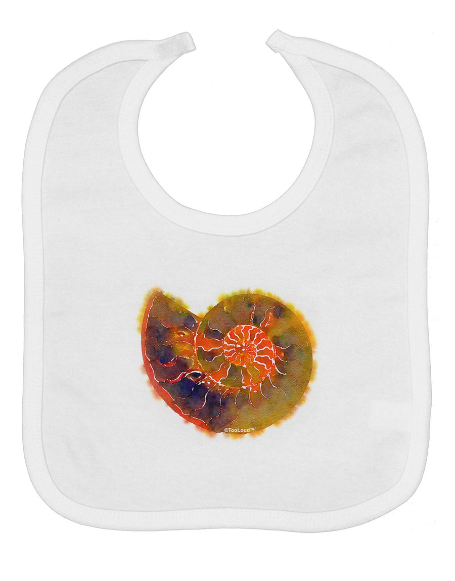 Nautilus Fossil Watercolor Baby Bib