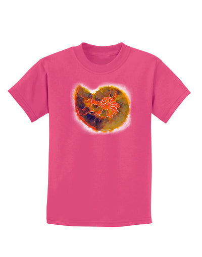 Nautilus Fossil Watercolor Childrens Dark T-Shirt-Childrens T-Shirt-TooLoud-Sangria-X-Small-Davson Sales