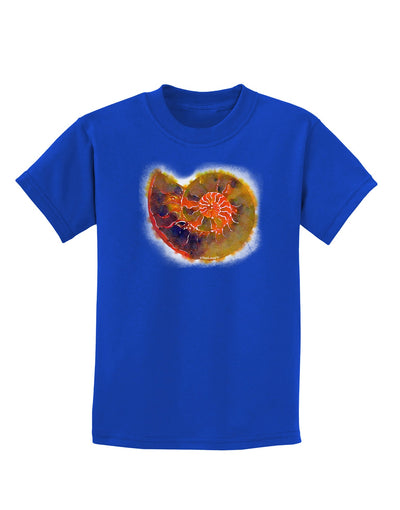 Nautilus Fossil Watercolor Childrens Dark T-Shirt-Childrens T-Shirt-TooLoud-Royal-Blue-X-Small-Davson Sales