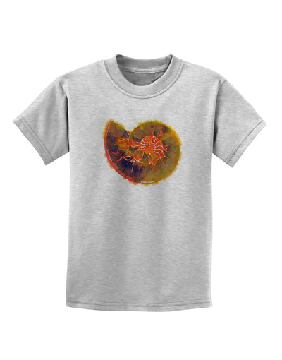 Nautilus Fossil Watercolor Childrens T-Shirt-Childrens T-Shirt-TooLoud-AshGray-X-Small-Davson Sales