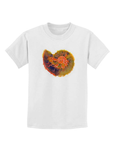 Nautilus Fossil Watercolor Childrens T-Shirt-Childrens T-Shirt-TooLoud-White-X-Small-Davson Sales