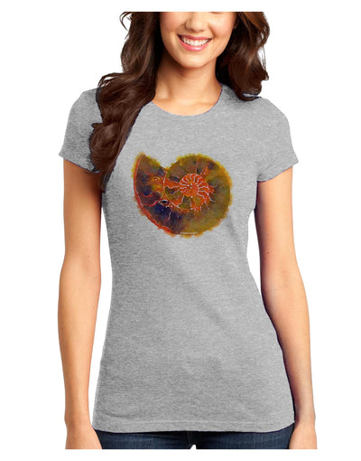 Nautilus Fossil Watercolor Juniors T-Shirt-Womens Juniors T-Shirt-TooLoud-Ash-Gray-Juniors Fitted X-Small-Davson Sales