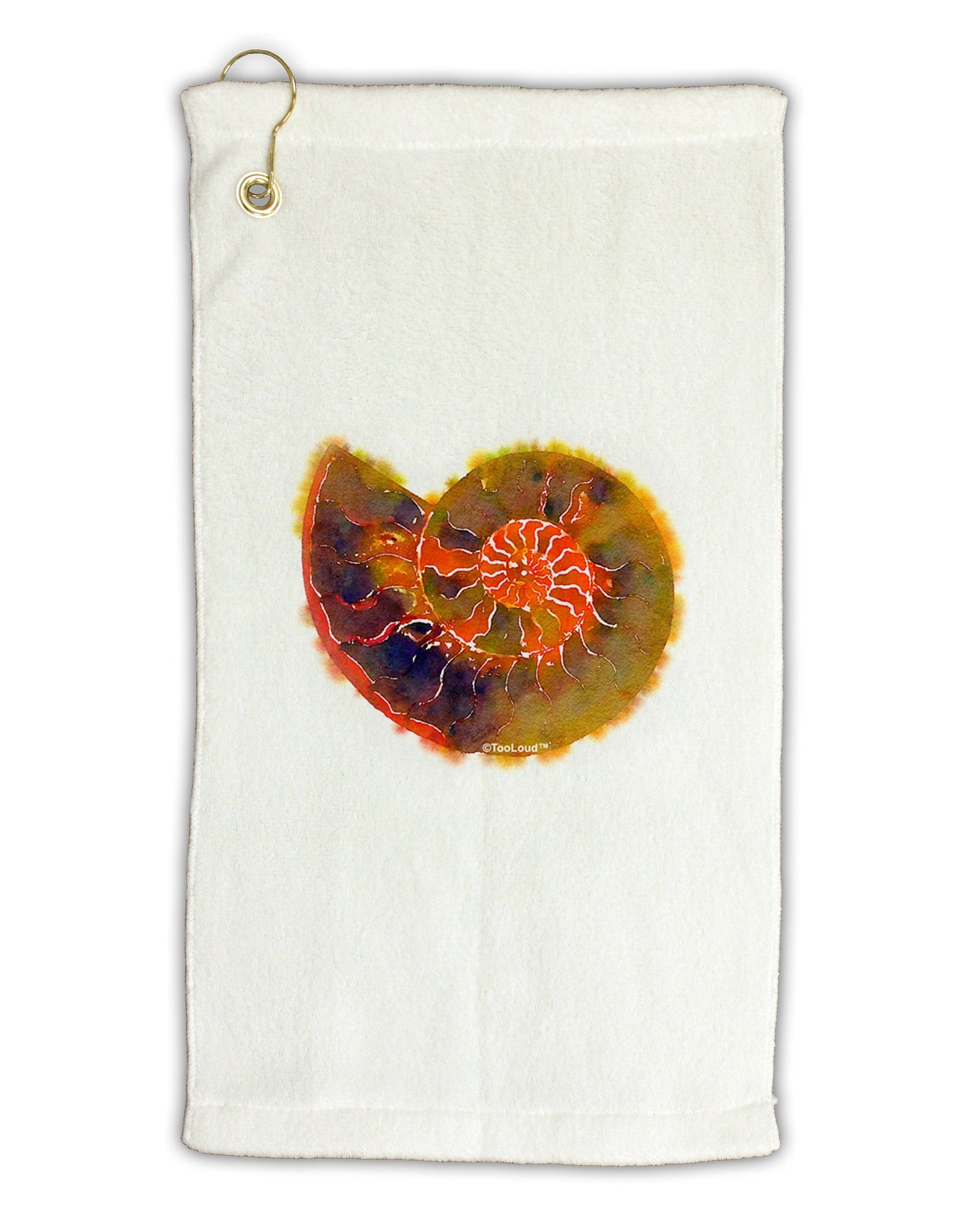 Nautilus Fossil Watercolor Micro Terry Gromet Golf Towel 11"x19-Golf Towel-TooLoud-White-Davson Sales