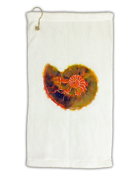 Nautilus Fossil Watercolor Micro Terry Gromet Golf Towel 11"x19-Golf Towel-TooLoud-White-Davson Sales