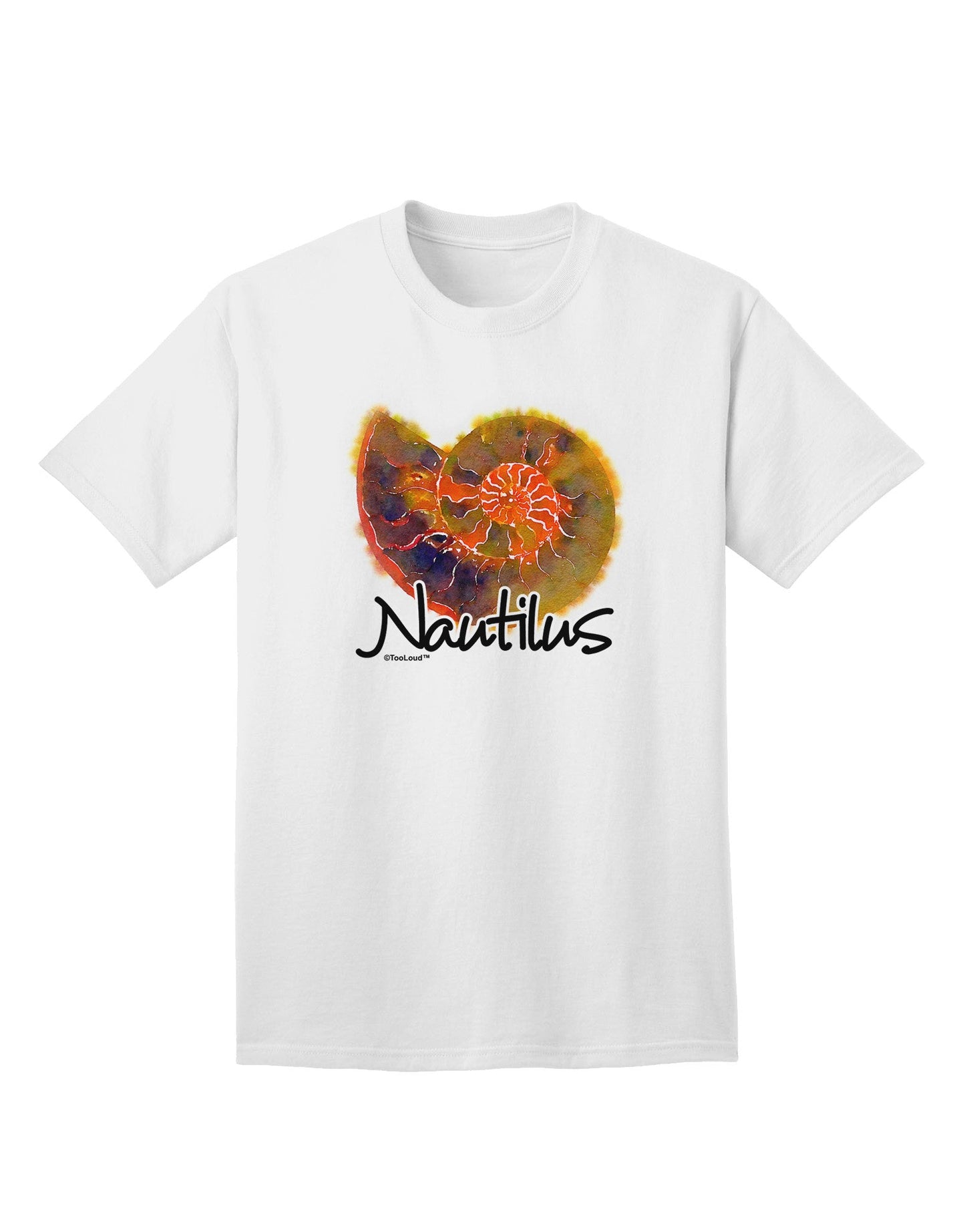 Nautilus Fossil Watercolor Text Adult T-Shirt-Mens T-Shirt-TooLoud-White-Small-Davson Sales