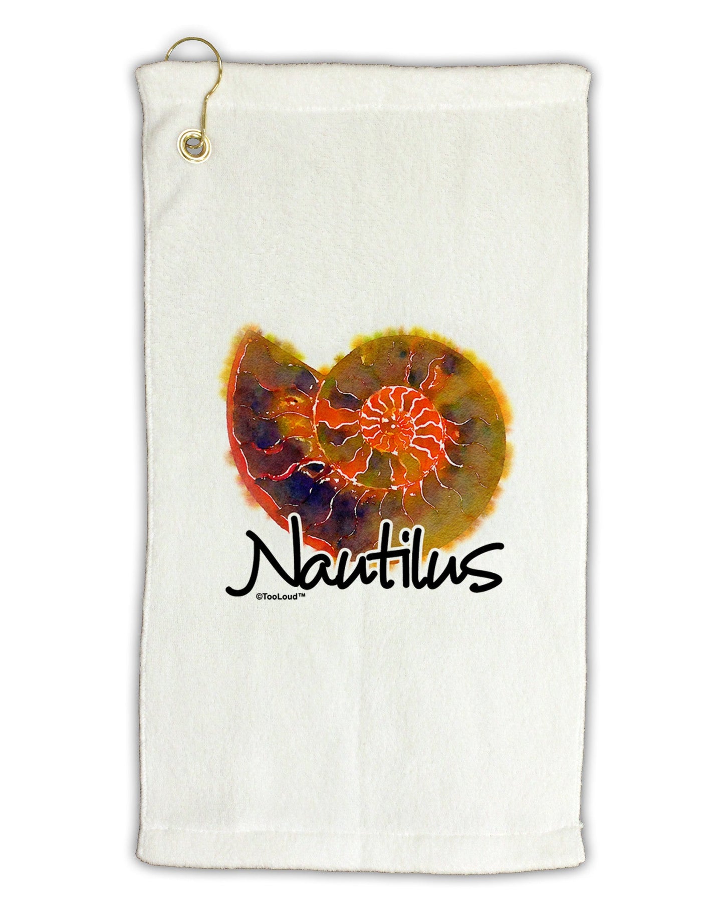 Nautilus Fossil Watercolor Text Micro Terry Gromet Golf Towel 11"x19-Golf Towel-TooLoud-White-Davson Sales