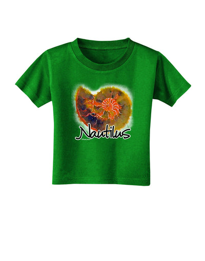 Nautilus Fossil Watercolor Text Toddler T-Shirt Dark-Toddler T-Shirt-TooLoud-Clover-Green-2T-Davson Sales