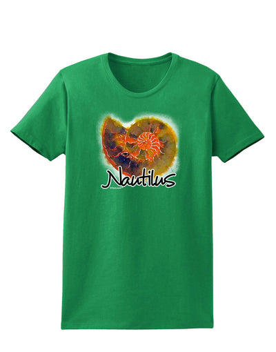 Nautilus Fossil Watercolor Text Womens Dark T-Shirt-TooLoud-Kelly-Green-X-Small-Davson Sales