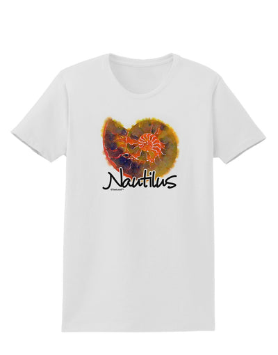 Nautilus Fossil Watercolor Text Womens T-Shirt-Womens T-Shirt-TooLoud-White-X-Small-Davson Sales