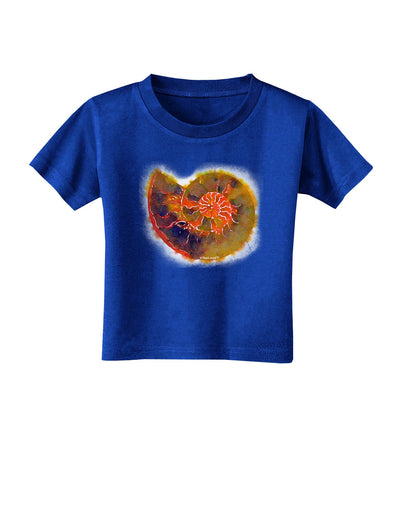 Nautilus Fossil Watercolor Toddler T-Shirt Dark-Toddler T-Shirt-TooLoud-Royal-Blue-2T-Davson Sales