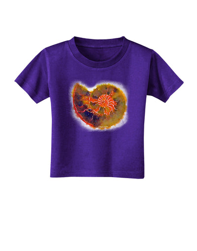 Nautilus Fossil Watercolor Toddler T-Shirt Dark-Toddler T-Shirt-TooLoud-Purple-2T-Davson Sales