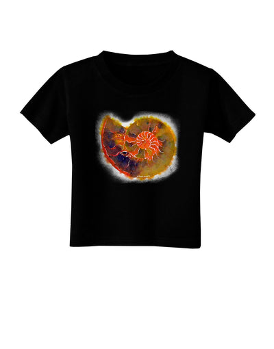 Nautilus Fossil Watercolor Toddler T-Shirt Dark-Toddler T-Shirt-TooLoud-Black-2T-Davson Sales