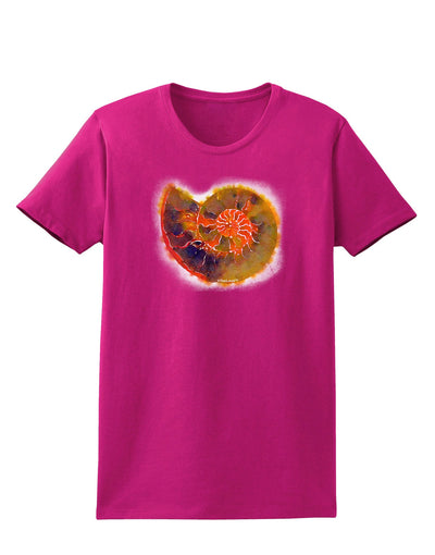 Nautilus Fossil Watercolor Womens Dark T-Shirt-TooLoud-Hot-Pink-Small-Davson Sales