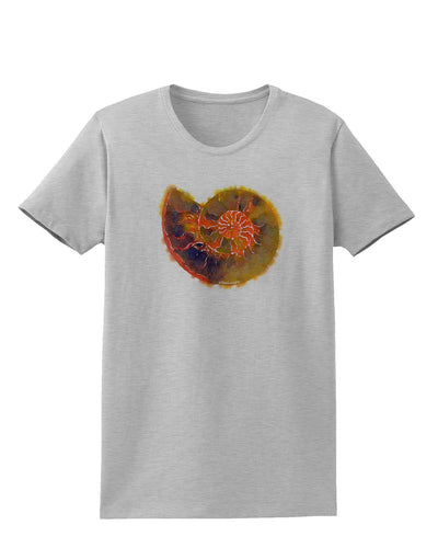 Nautilus Fossil Watercolor Womens T-Shirt-Womens T-Shirt-TooLoud-AshGray-X-Small-Davson Sales