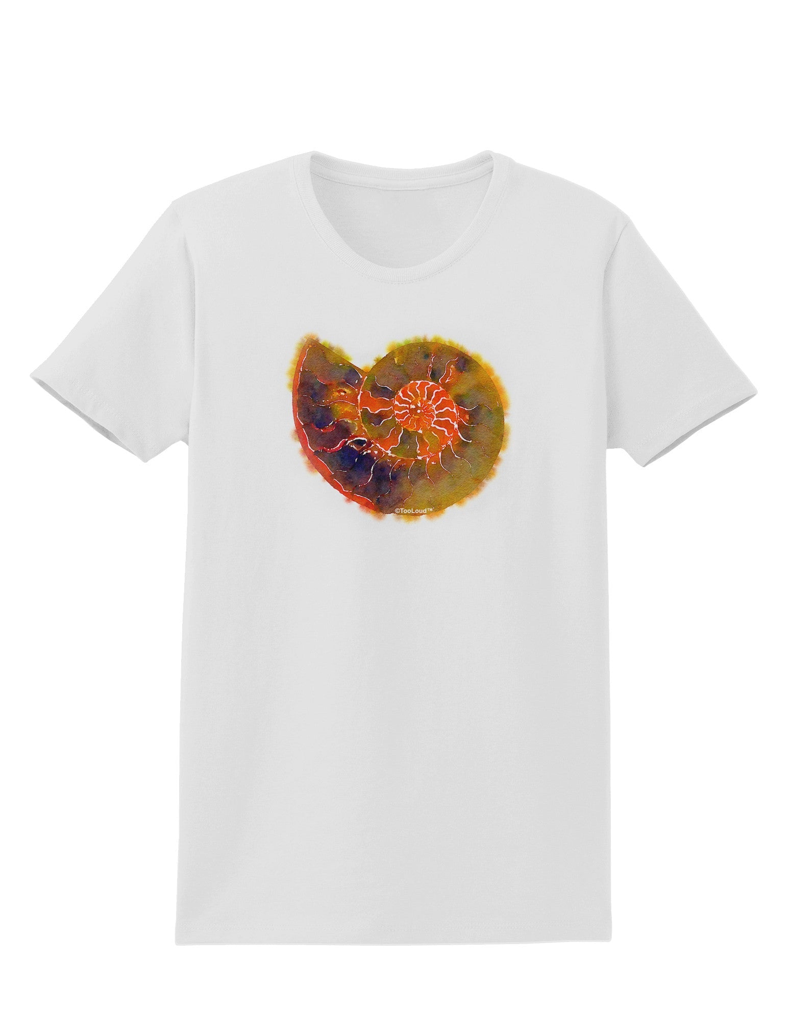 Nautilus Fossil Watercolor Womens T-Shirt-Womens T-Shirt-TooLoud-White-X-Small-Davson Sales