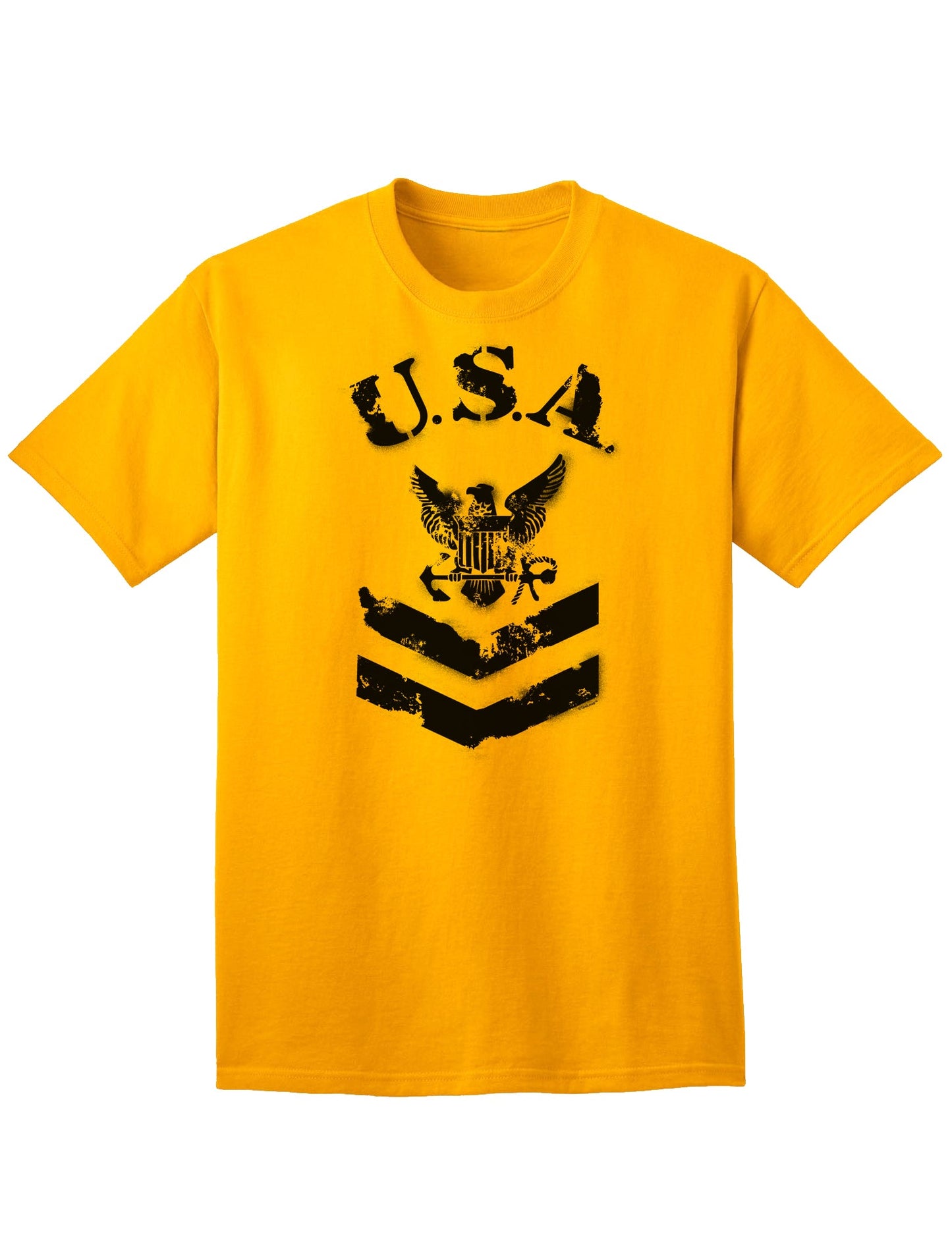 Navy Stencil Logo Adult T-Shirt - A Patriotic Tribute to the USA Military-Mens T-shirts-TooLoud-Gold-Small-Davson Sales