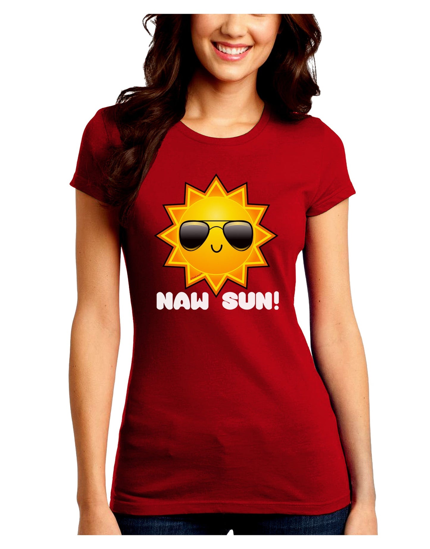Naw Sun Cute Sun Dark Juniors Petite Crew Dark T-Shirt-T-Shirts Juniors Tops-TooLoud-Red-Juniors Fitted Small-Davson Sales