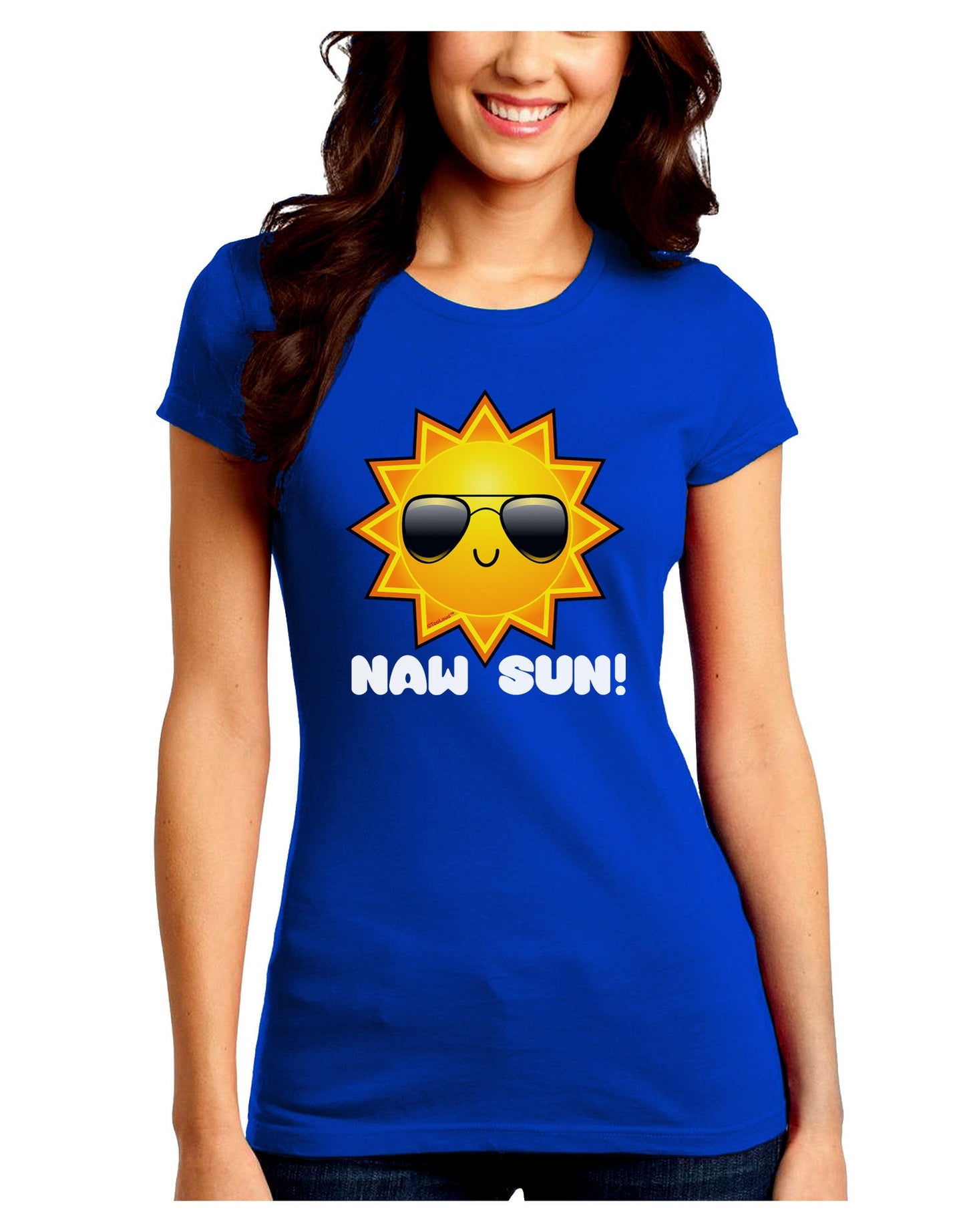 Naw Sun Cute Sun Dark Juniors Petite Crew Dark T-Shirt-T-Shirts Juniors Tops-TooLoud-Royal-Blue-Juniors Fitted Small-Davson Sales