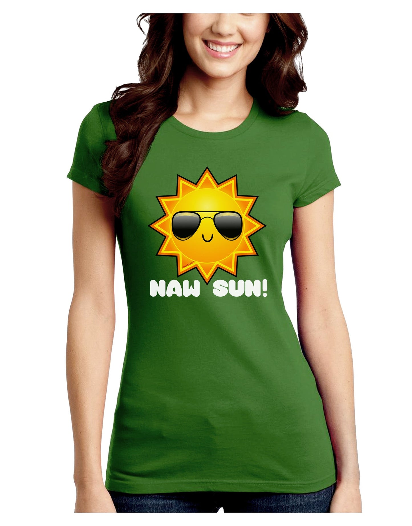 Naw Sun Cute Sun Dark Juniors Petite Crew Dark T-Shirt-T-Shirts Juniors Tops-TooLoud-Kiwi-Green-Juniors Fitted Small-Davson Sales