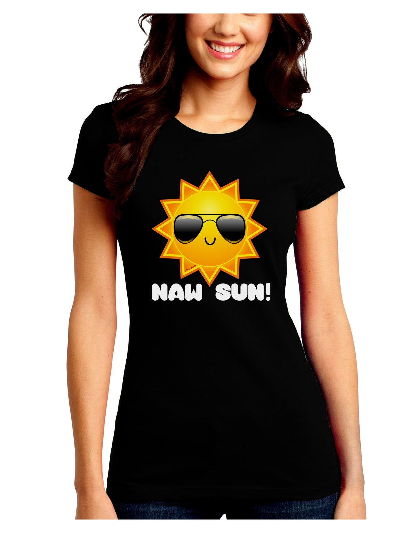 Naw Sun Cute Sun Dark Juniors Petite Crew Dark T-Shirt-T-Shirts Juniors Tops-TooLoud-Black-Juniors Fitted Small-Davson Sales