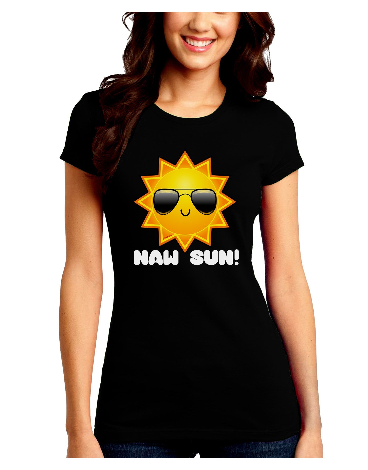 Naw Sun Cute Sun Dark Juniors Petite Crew Dark T-Shirt-T-Shirts Juniors Tops-TooLoud-Black-Juniors Fitted Small-Davson Sales