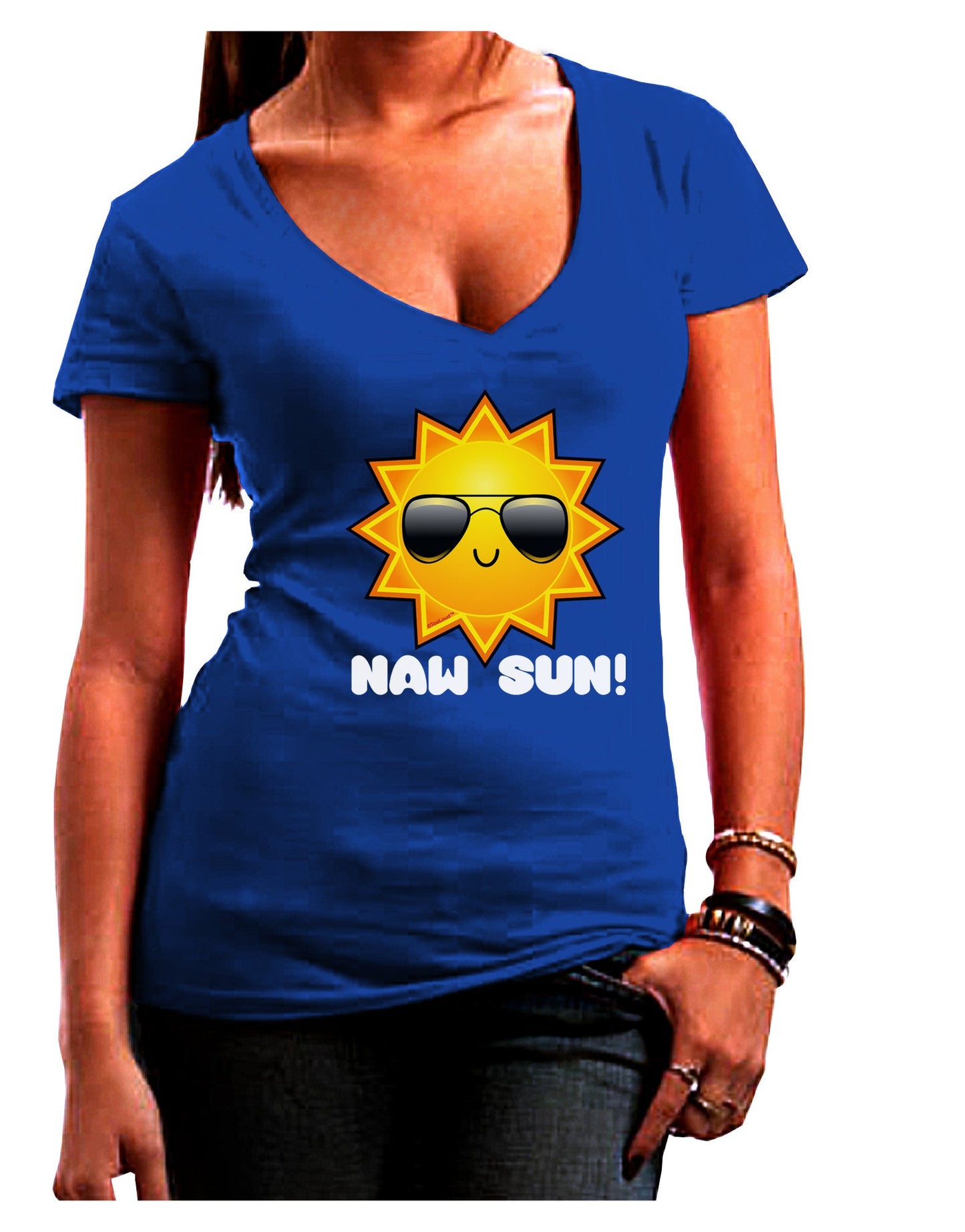 Naw Sun Cute Sun Dark Womens V-Neck Dark T-Shirt-Womens V-Neck T-Shirts-TooLoud-Royal-Blue-Juniors Fitted Small-Davson Sales